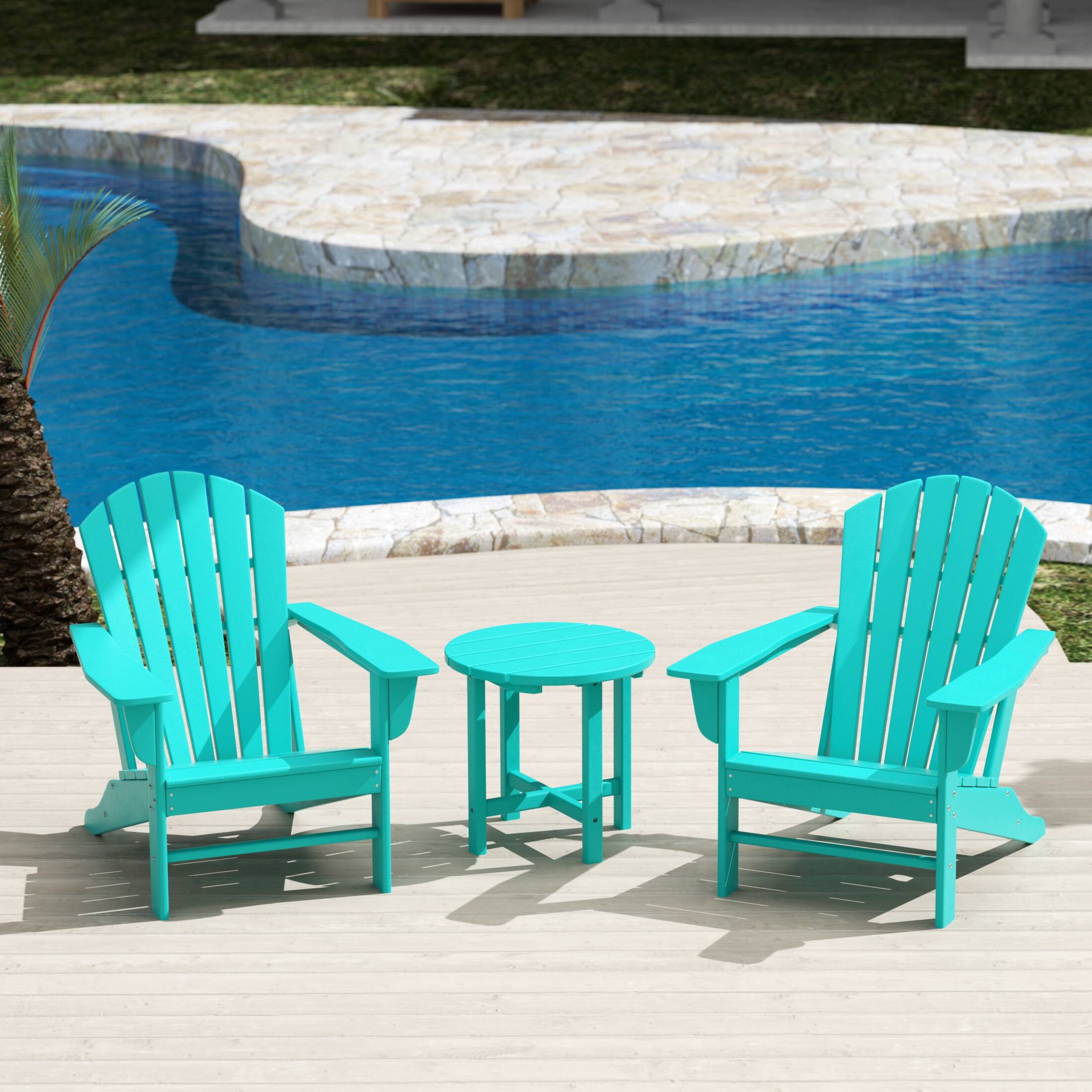 Angle. WestinTrends - WestinTrends Dylan 3-Piece Outdoor Adirondack Chair with Side Table Set - Turquoise.