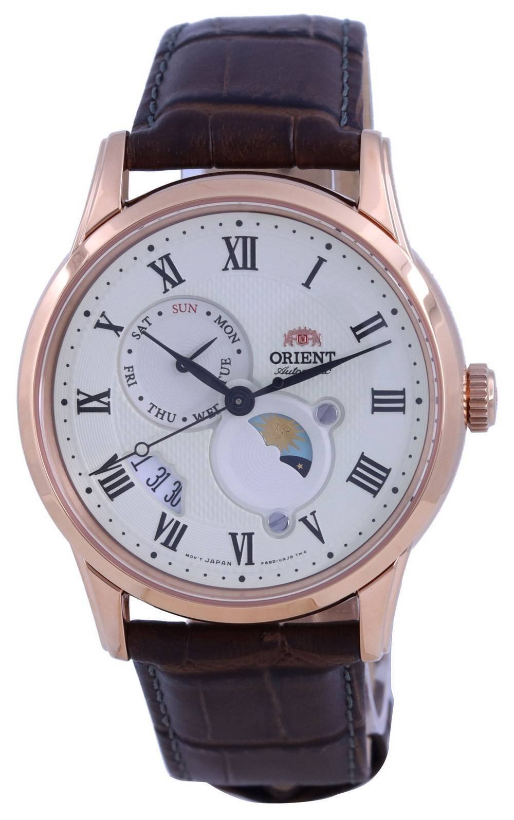 Orient - Classic Sun & Moon Phase Day/Date Automatic RA-AK0007S10B 50M Mens Watch - Champagne