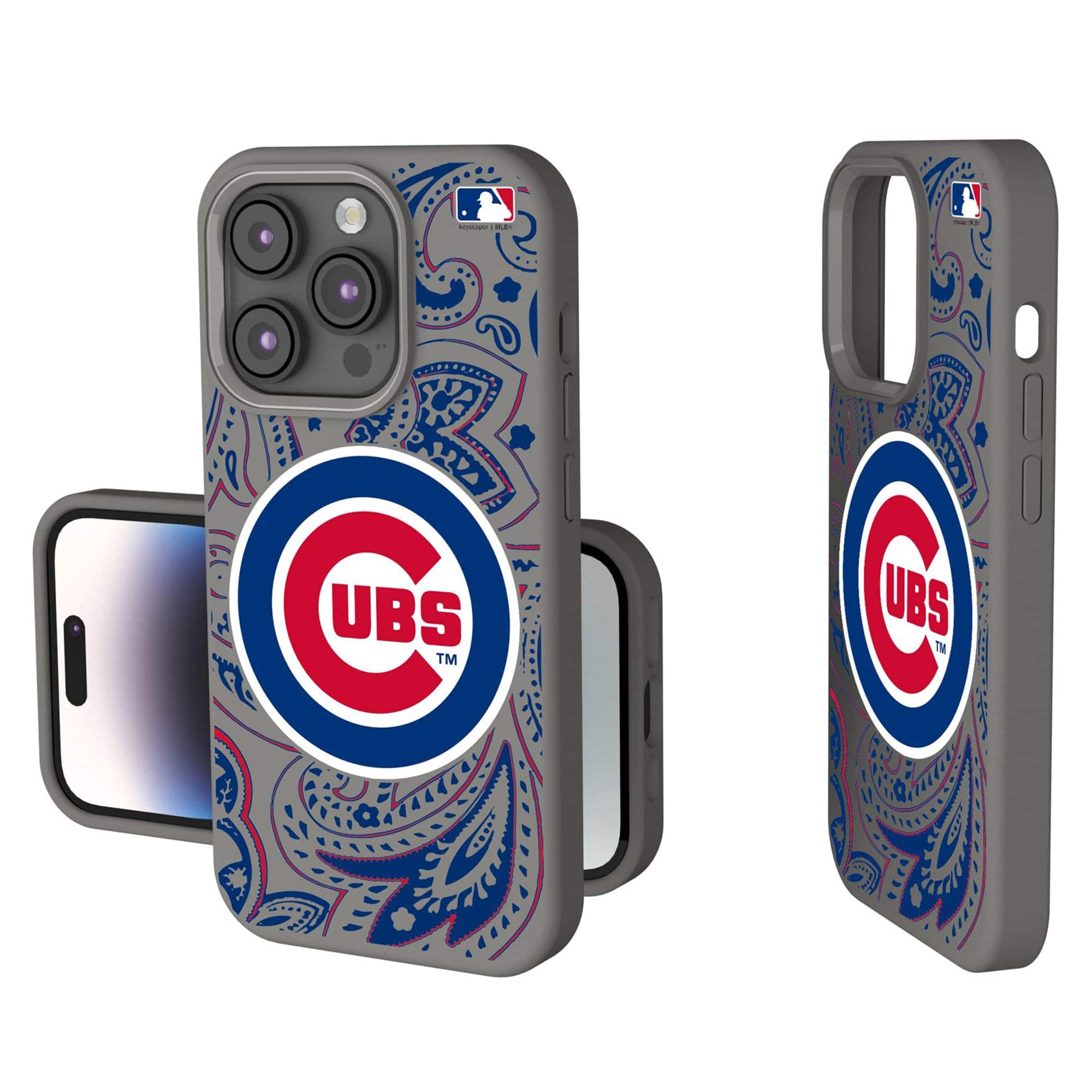 Photos - Case MLB Keyscaper -  - Chicago Cubs Paisley iPhone Soft Touch  - 15 Pro - Gray 202134670 
