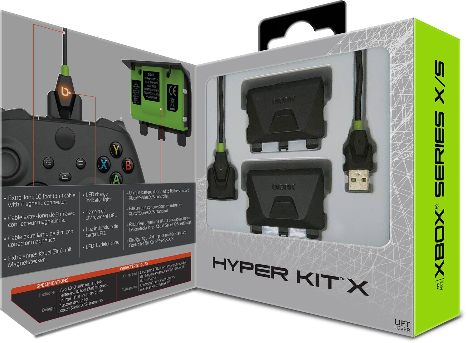 Bionik Xbox Series XS Hyper Kit X Battery Kit Cable (Black