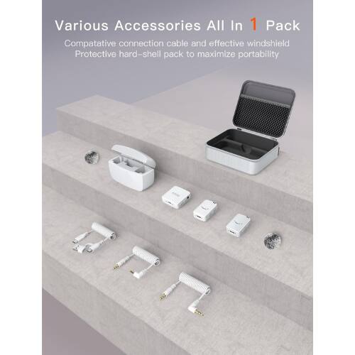 Various Accessories All In 1 Pack  
Compatible connection cable and effective windshield  
Protective hard-shell pack to maximize portability