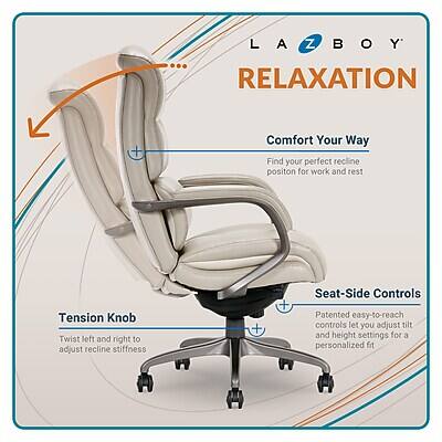 LA Z BOY  
RELAXATION  
Comfort Your Way  
Find your perfect recline position for work and rest  
Seat-Side Controls  
Tension Knob  
Twist left and right to adjust recline stiffness  
Patented easy-to-reach controls let you adjust tilt and height settings for a personalized fit