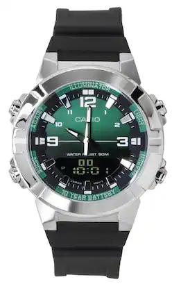 Casio - Analog Digital Combination Resin Strap Dial Quartz AMW-870A-3AV Men's Watch - Green