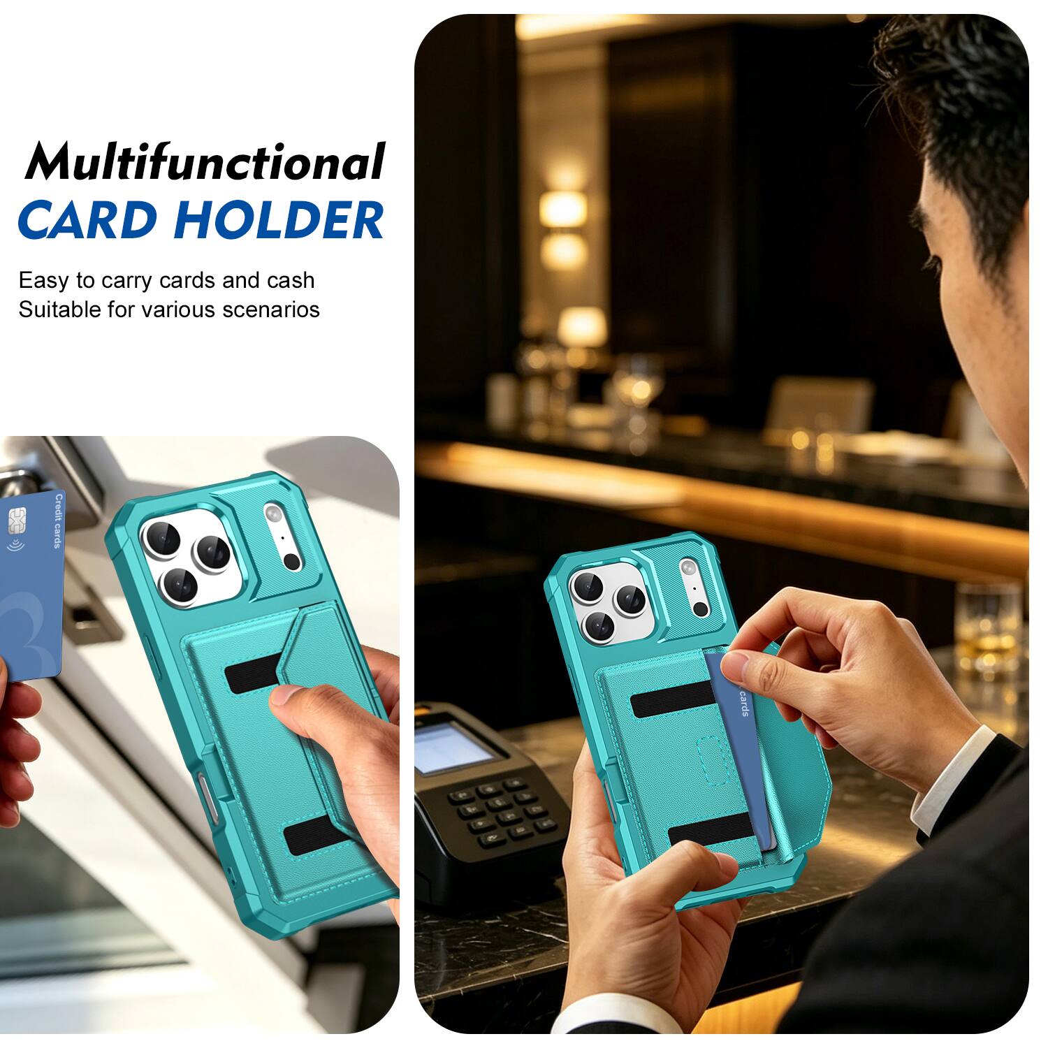 Multifunctional CARD HOLDER  
Easy to carry cards and cash  
Suitable for various scenarios