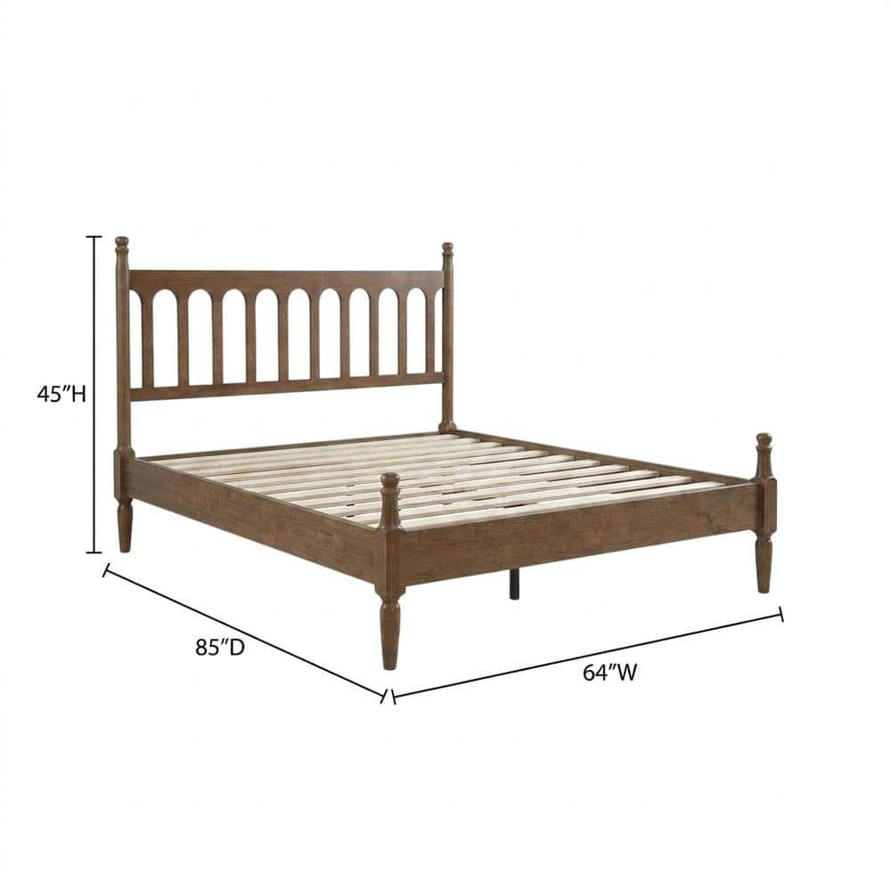 FurniFact - Solid Wood Bed with Headboard - Barnwood