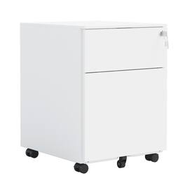 Spaco - 2 Drawer Mobile File Cabinet with Lock,Steel Filing Cabinet for Legal Letter A4 F4 Files,Fully Assembled for Home Office - White