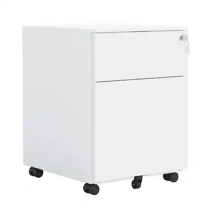 Front. Spaco - 2 Drawer Mobile File Cabinet with Lock,Steel Filing Cabinet for Legal Letter A4 F4 Files,Fully Assembled for Home Office - White.
