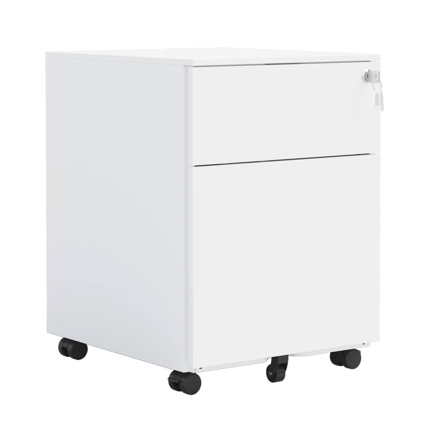 Front. Spaco - 2 Drawer Mobile File Cabinet with Lock,Steel Filing Cabinet for Legal Letter A4 F4 Files,Fully Assembled for Home Office - White.