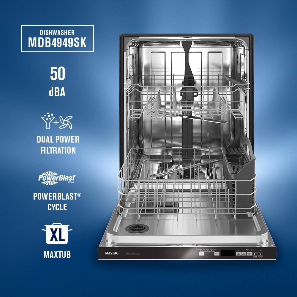 Dishwasher MDB4949SK  
50 dBA  
Dual Power Filtration  
PowerBlast Cycle  
XL MaxTub