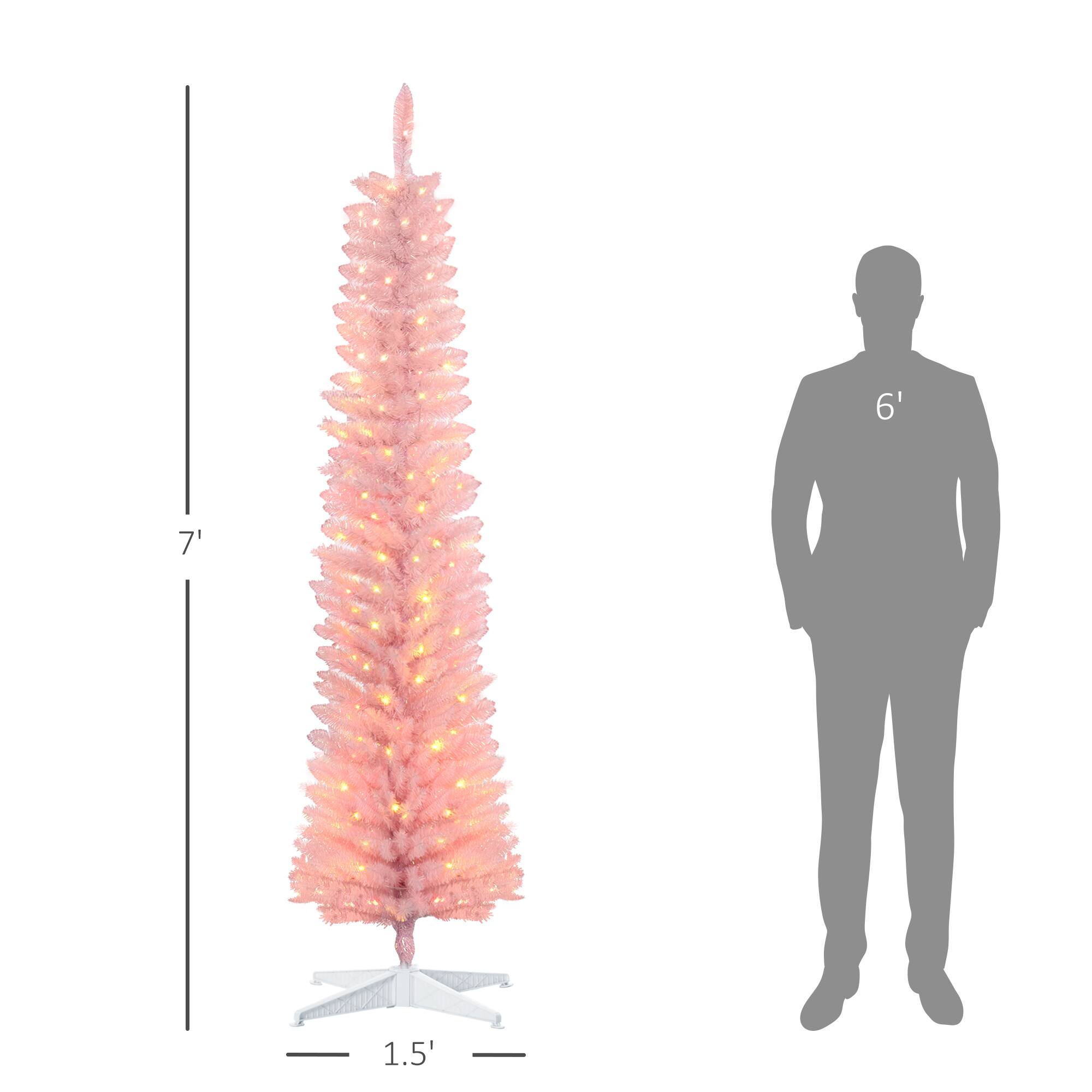 Alt View 2. Homcom - Prelit Pencil Artificial Christmas Tree, 500 Colorful Branches 250 Colorful LEDs - Pink.