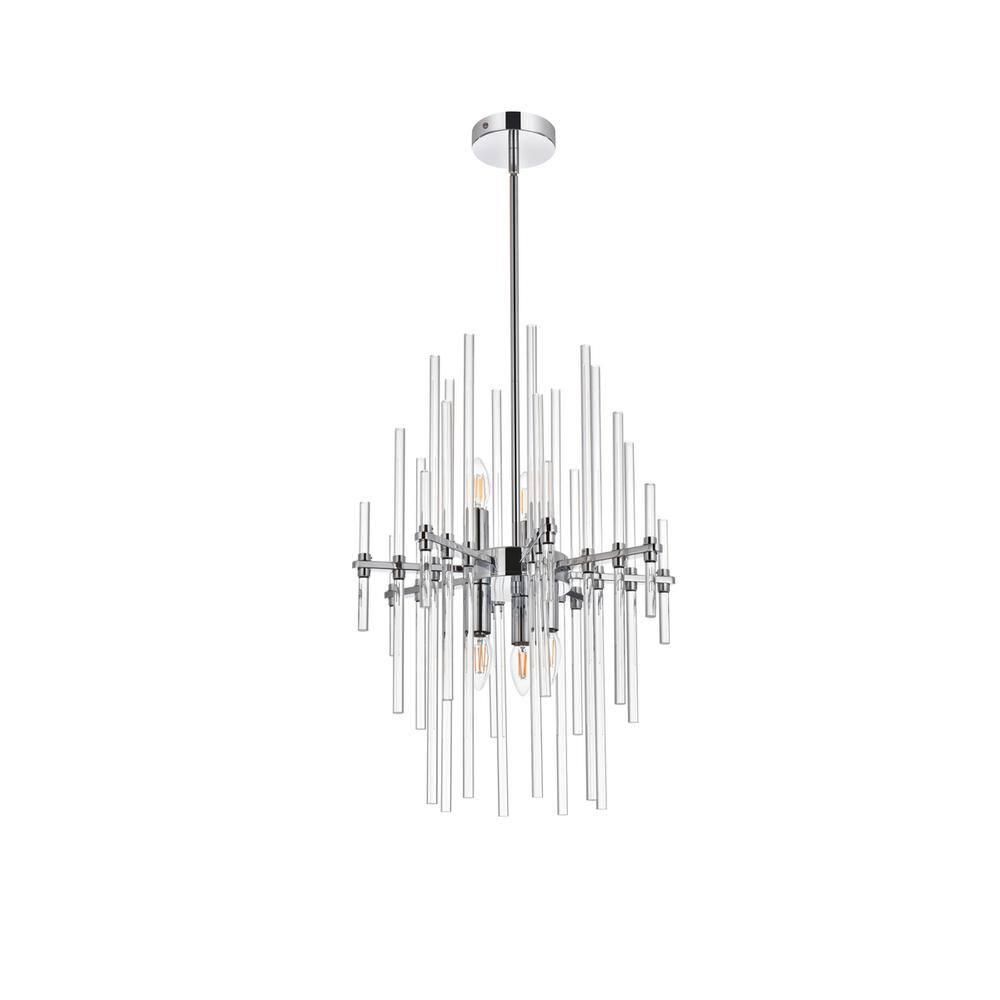 Alt View 1. Elegant Lighting - Sienna 17 inch crystal rod pendant in chrome - Chrome.