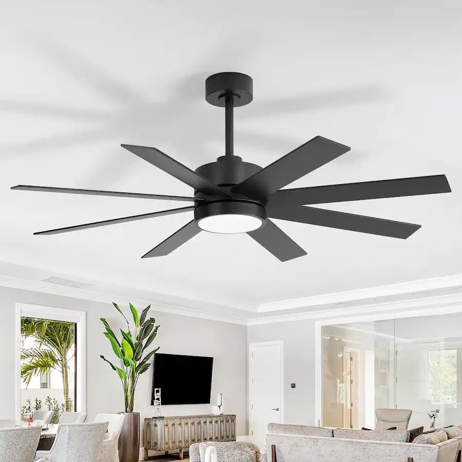Breezary 52 Inch Ceiling Fan with LED Light, 8 Blades, 6 Speed Remote ...