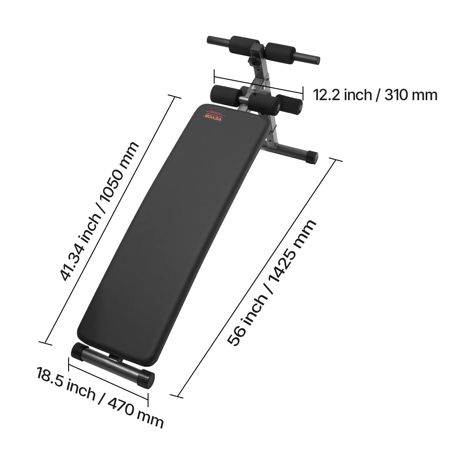 12.2 inch / 310 mm  
41.34 inch / 1050 mm  
18.5 inch / 470 mm  
56 inch / 1425 mm