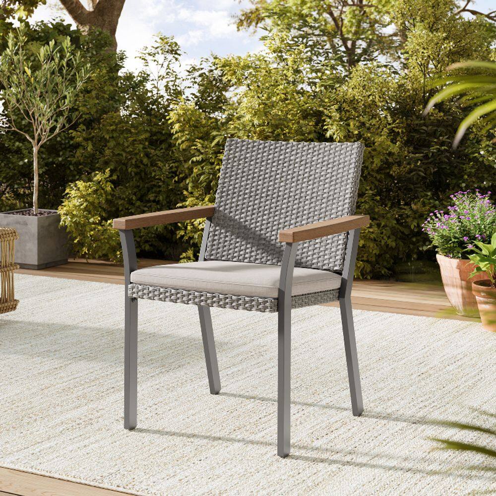 Alt View 2. Songmics Home - Sencillo Collection - Dining Chair with Faux Wood Armrests - Gray.