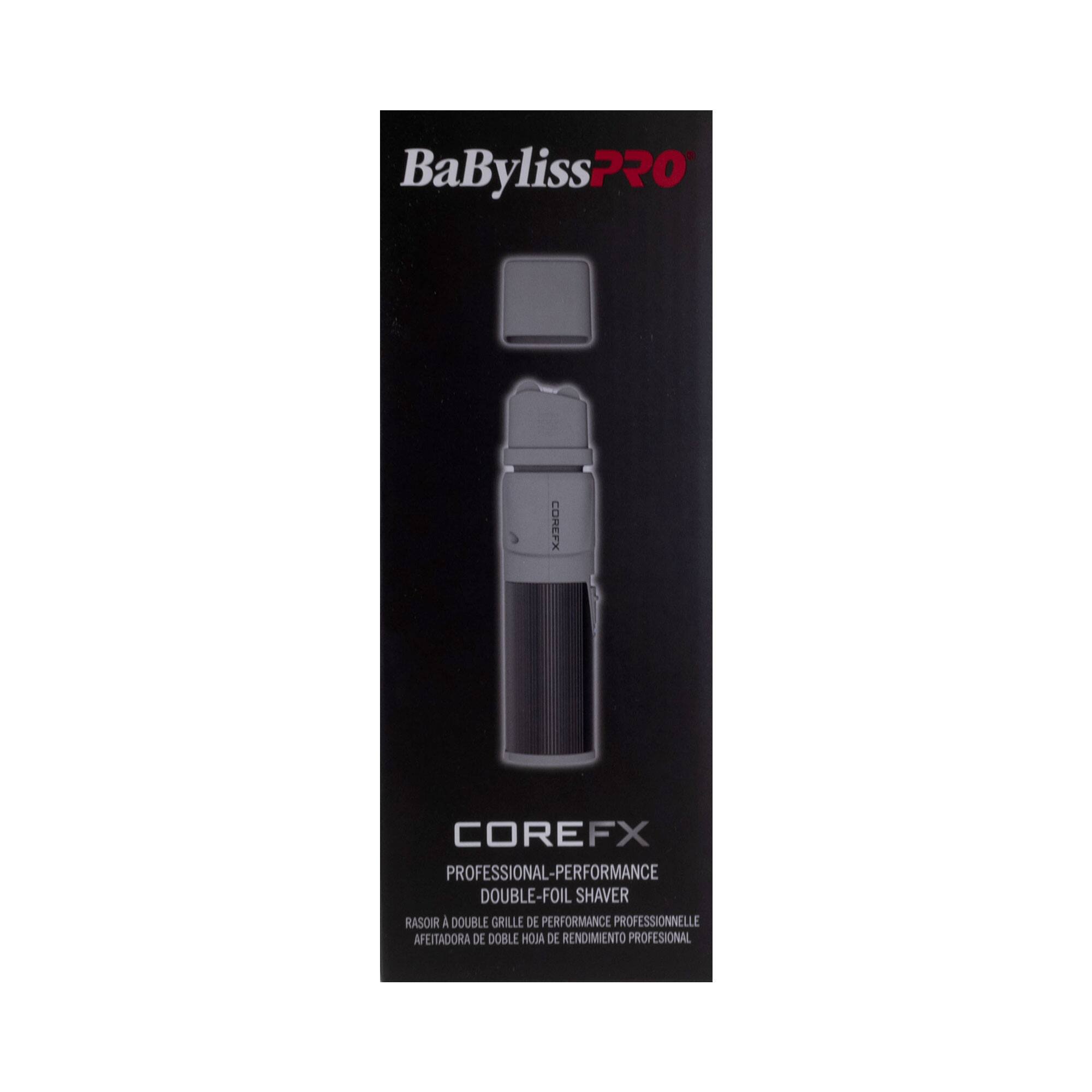 BaByliss PRO  
COREFX  
PROFESSIONAL-PERFORMANCE DOUBLE-FOIL SHAVES  
RASOIR À DOUBLE GRILLE DE PERFORMANCE PROFESSIONNELLE  
AFEITADORA DE DOBLE HOJA DE RENDIMIENTO PROFESIONAL