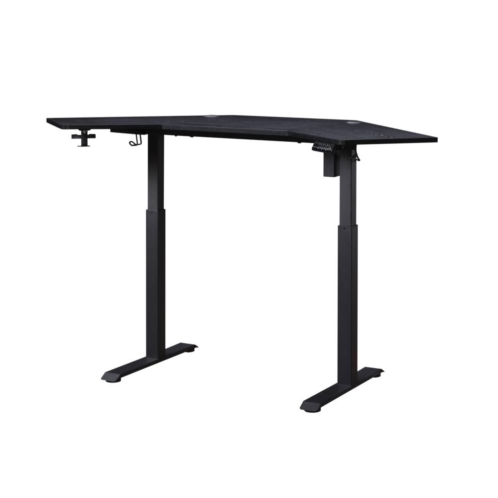 Front. KOWO - K314 Corner Electric Height Adjustable Standing Desk - Black.