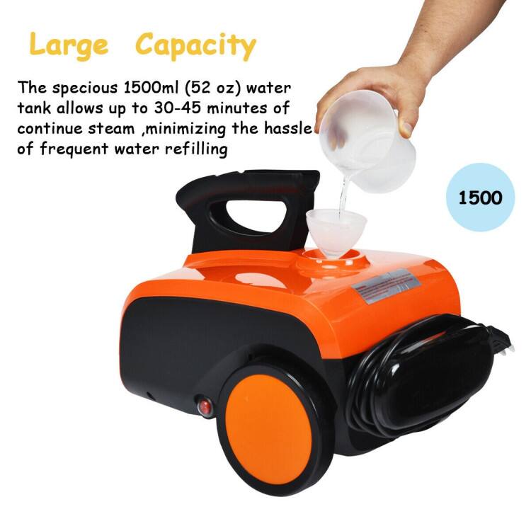 Large Capacity

The spacious 1500ml (52 oz) water tank allows up to 30-45 minutes of continuous steam, minimizing the hassle of frequent water refilling.