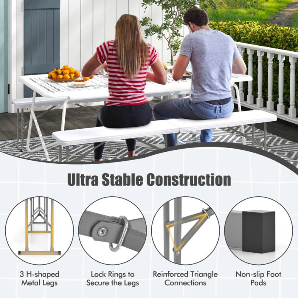 Ultra Stable Construction  
3 H-shaped Metal Legs  
Lock Rings to Secure the Legs  
Reinforced Triangle Connections  
Non-slip Foot Pads