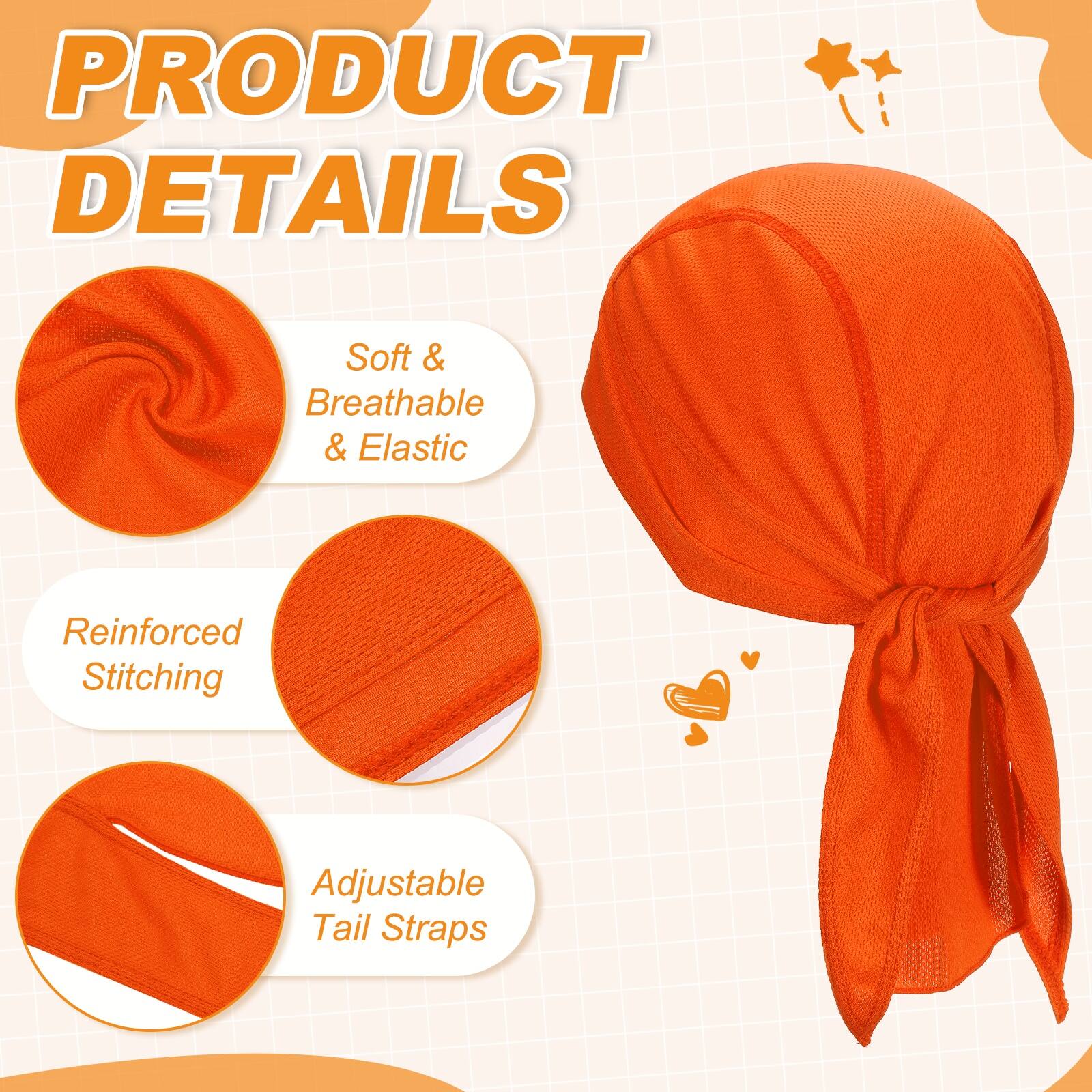 PRODUCT DETAILS

- Soft & Breathable & Elastic
- Reinforced Stitching
- Adjustable Tail Straps