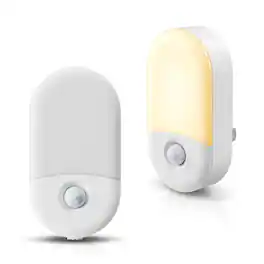 Jandcase - 2-Pack 0.6W Plug-in Motion Sensor Night Light, 3000K Warm Glow,, 2-Step Dimming, ON/OFF/AUTO - White