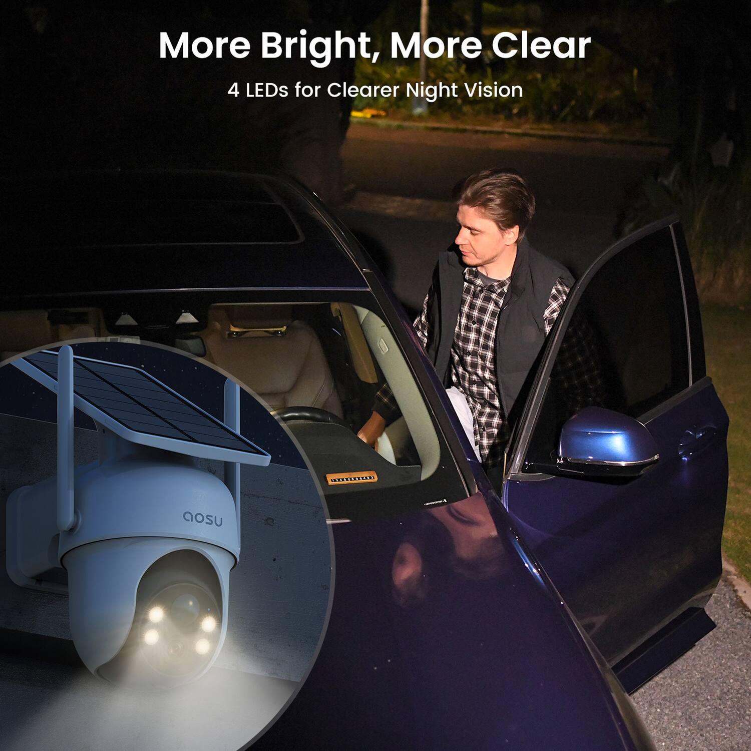 More Bright, More Clear  
4 LEDs for Clearer Night Vision