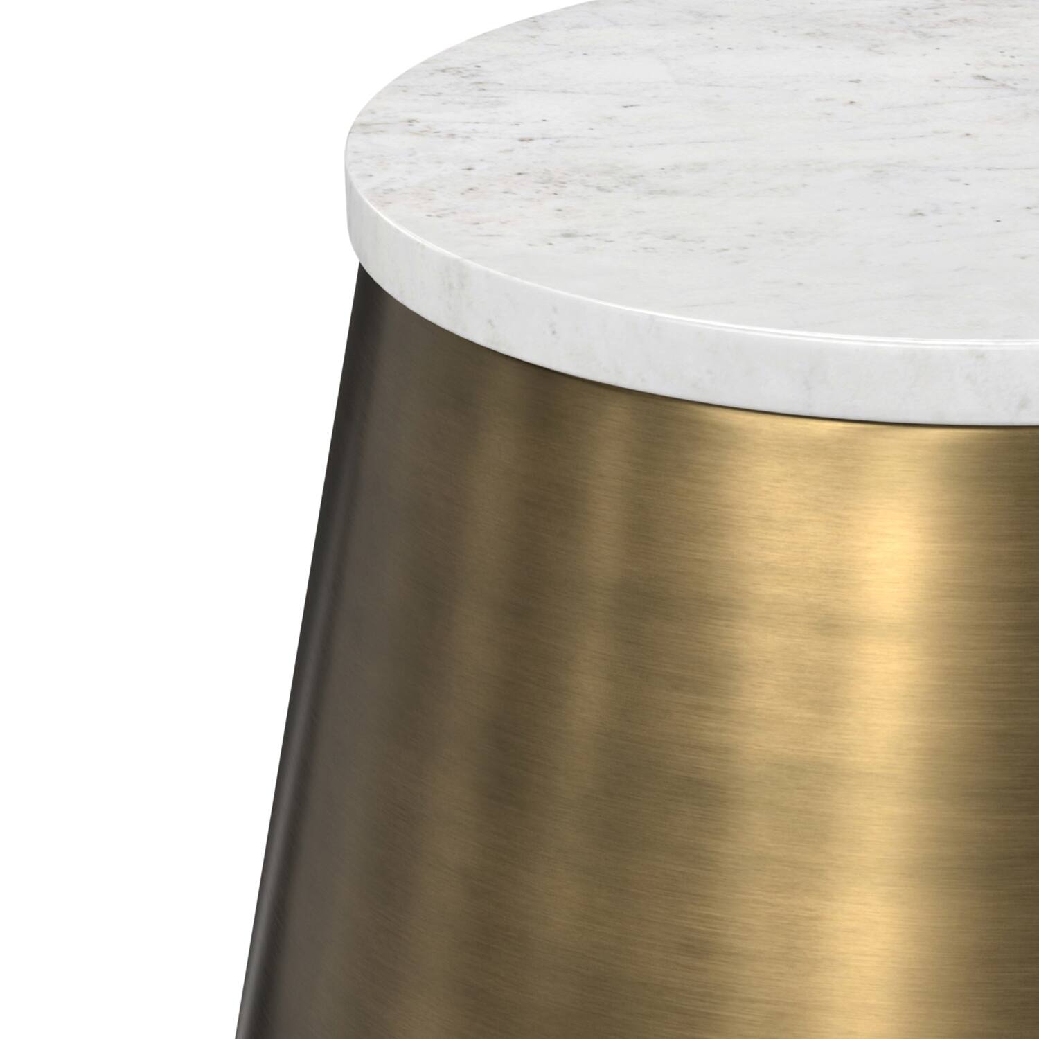 Alt View 1. Simpli Home - Benning Modern Contemporary 16 inch Wide Metal Side Table in White /Antique Brass, Fully Assembled - White /Antique Brass.