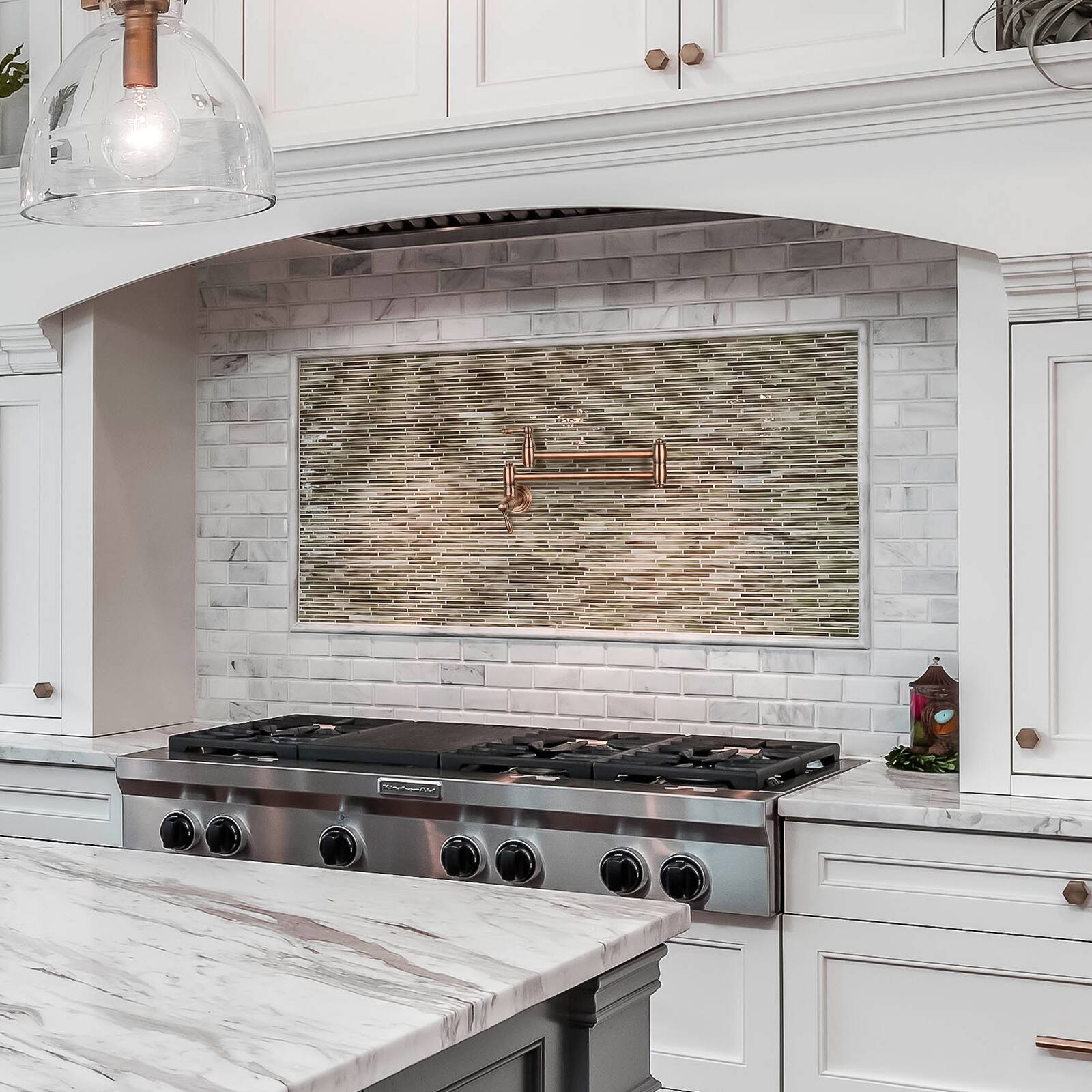 Alt View 5. Akicon - Akicon Wall-Mounted Solid Brass Pot Filler Kitchen Faucet with Dual Joint Swing Arms for Stovetop in Antique Copper - Antique Copper.