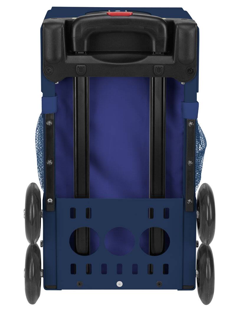 Left. Zuca - Zuca Island Life Palm Trees Sport Bag & Frame (Navy) w/ Flashing Wheels - Blue.