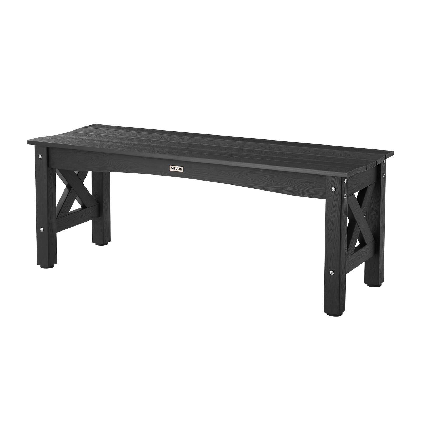 Alt View 5. VEVOR - Outdoor Bench, 44.5 inch, 600 lbs Weight Capacity, Weatherproof Plastic Frame with Adjustable Level Footpads - Black.