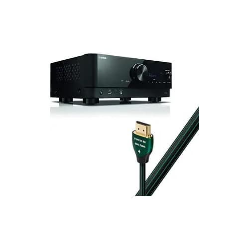 Front. Yamaha - Yamaha RX-V6A 7.1-Channel AV Receiver with MusicCast ADQ Forest 2.25m 8K-10K 48Gbps HDMI Cable (7.4ft) Bundle - Black.
