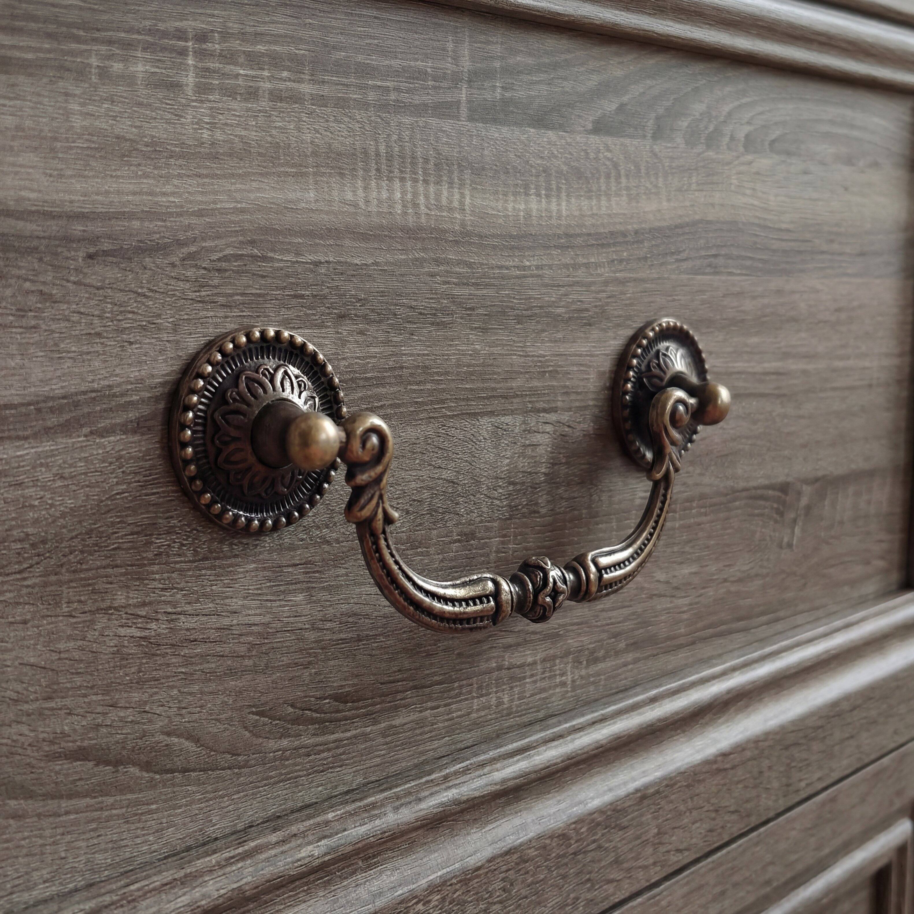 Alt View 8. FUFU & GAGA - Vintage 6-Drawer Dresser - Farmhouse Style Storage Chest with Bronze Hardware for Bedroom, Living Room, Entryway - Distressed gray.