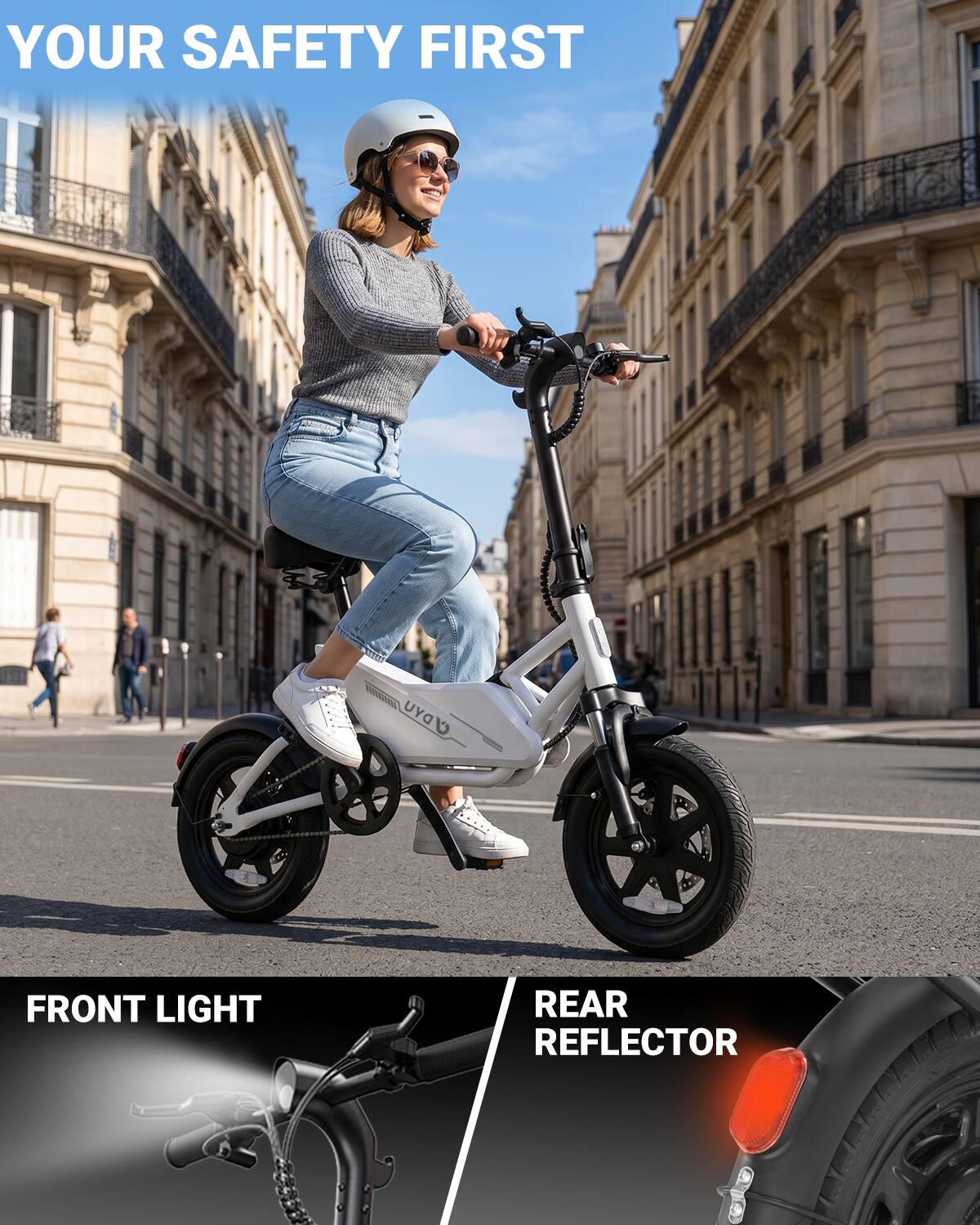 YOUR SAFETY FIRST

FRONT LIGHT

REAR REFLECTOR