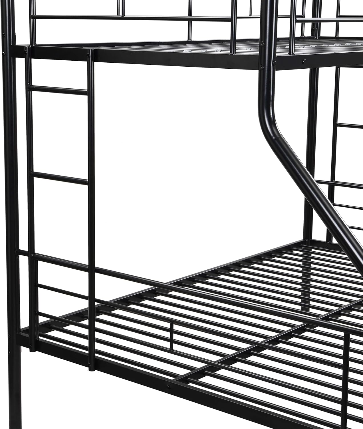Alt View 5. Trinkets Crazed - Twin Over Full Bunk Bed with Trundle, Sturdy Metal Frame Beds, Twin Over with 2 Ladders - black.