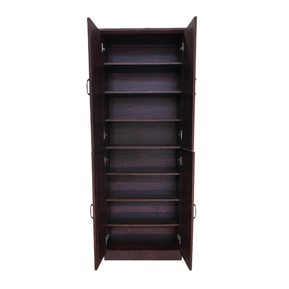 Left. Loheer - Loheer 68-inch tall shoe cabinet with doors, Walnut Brown 8-tier shoe storage cabinet, 25.6 W x 68 H - Walnut Brown.