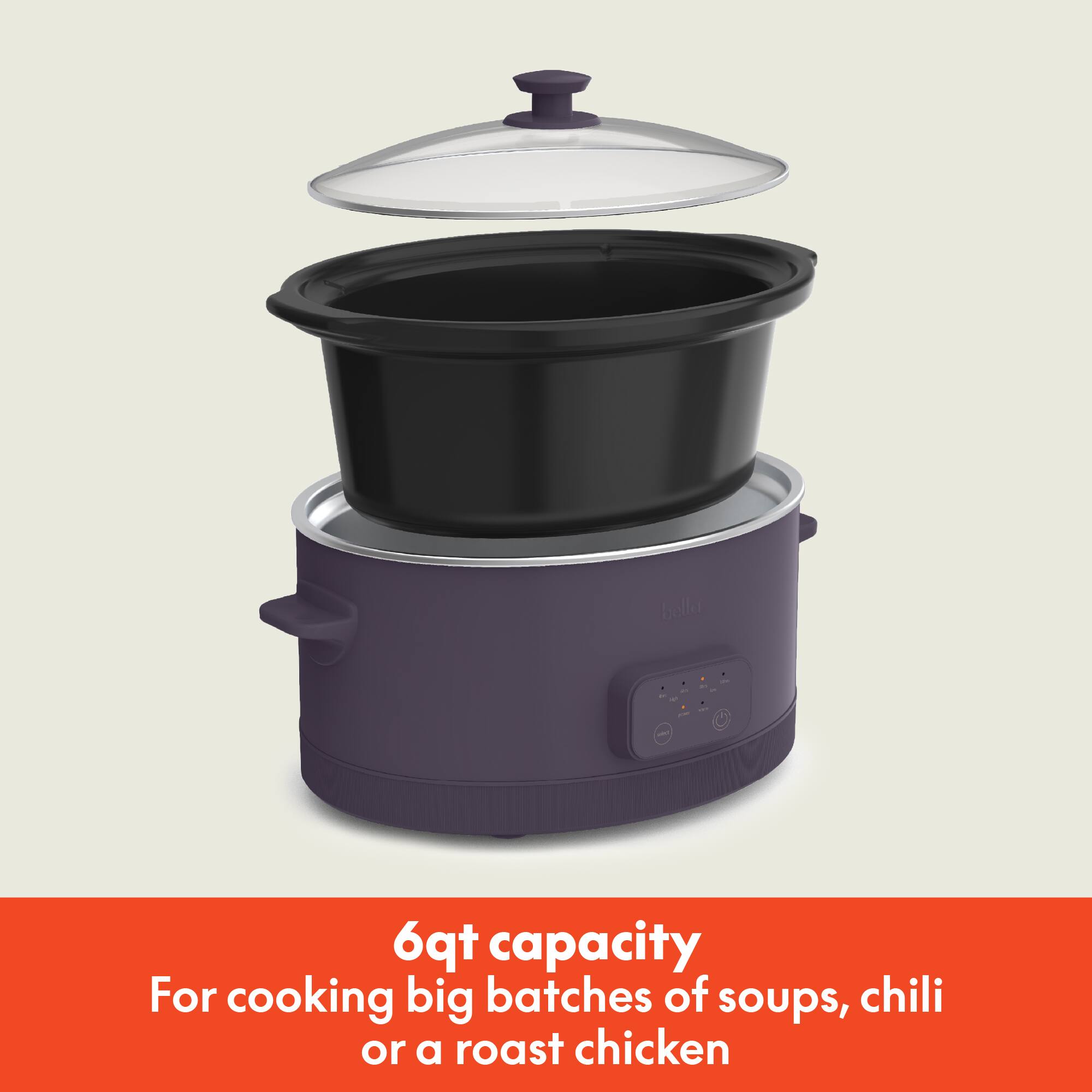 6qt capacity  
For cooking big batches of soups, chili or a roast chicken