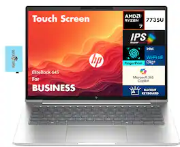 HP - EliteBook 645 Laptop 14.0 WUXGA (AMD Ryzen 7 7735U, 64GB DDR5, 2TB PCIe SSD, AMD Radeon, Win 11 Pro) w/USB Hub - Pike Silver Aluminum
