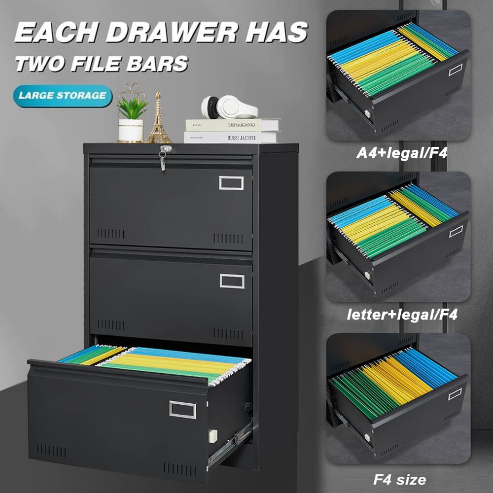 EACH DRAWER HAS  
TWO FILE BARS  

LARGE STORAGE  

A4+legal/F4  
letter+legal/F4  
F4 size