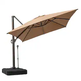 Crestlive Products - 10x13ft Aluminum Crank Cantilever Patio Umbrella with Base - Brown