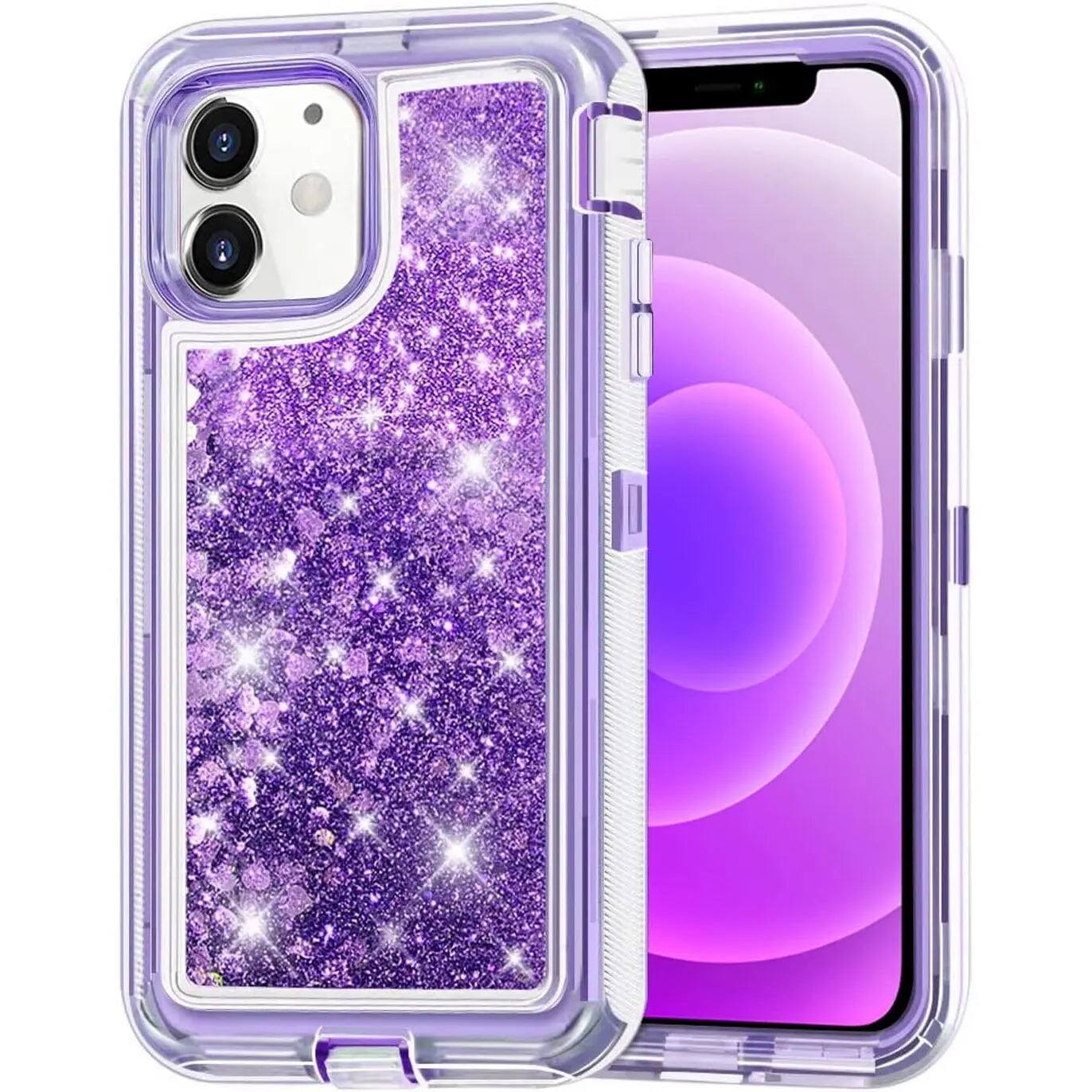 Front. Entronix - Entronix Case for iPhone 11 - Liquid Glitter Triple-Layer Heavy Duty Protection - Purple.