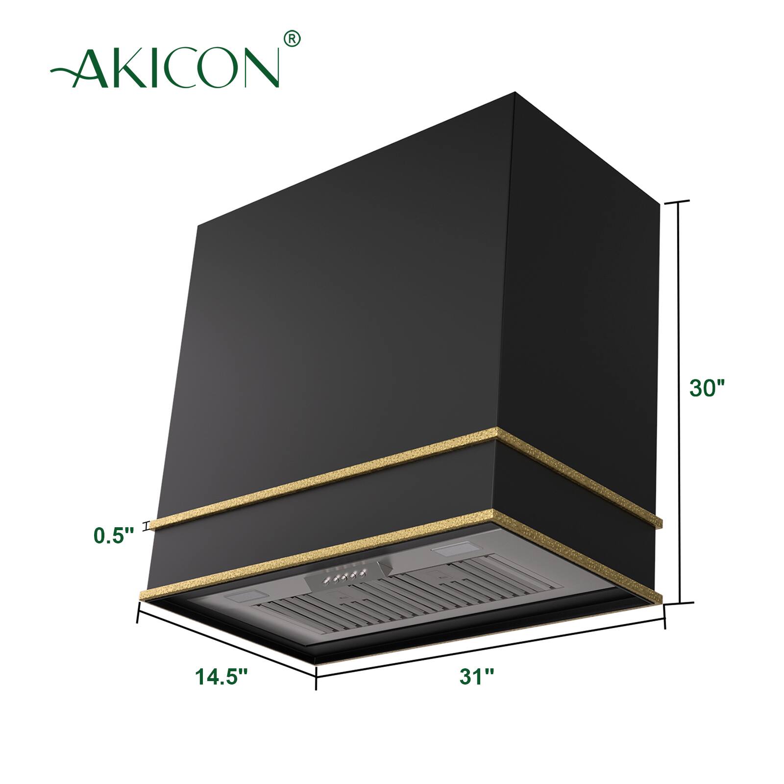AKICON  
30" H x 31" W x 14.5" D  
0.5"