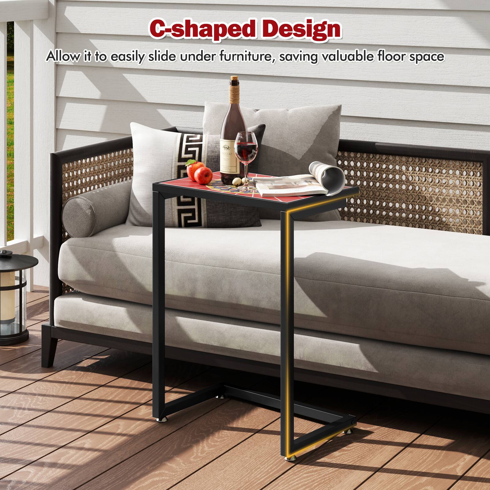 C-shaped Design  
Allow it to easily slide under furniture, saving valuable floor space
