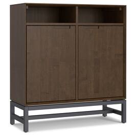 Simpli Home - Banting SOLID HARDWOOD 36 inch Wide Modern Industrial Entryway Storage Cabinet - Walnut Brown