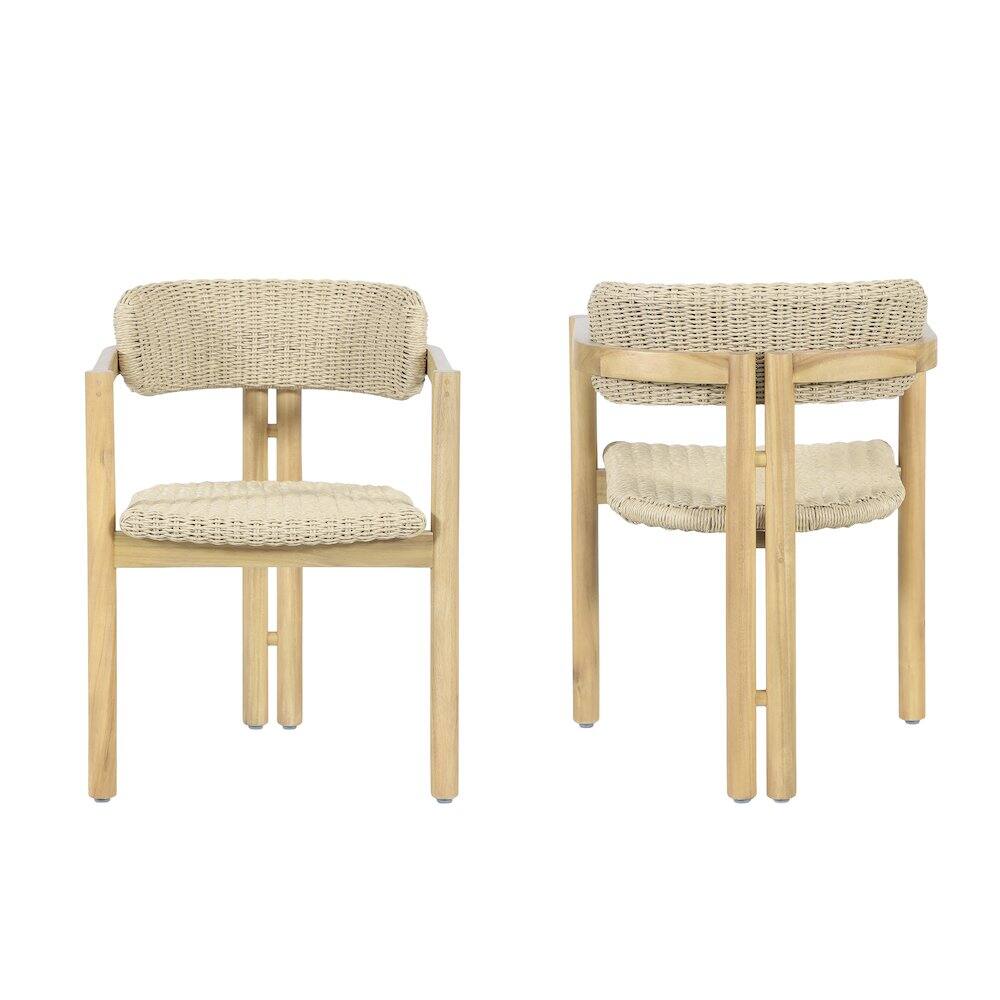Front. New Classic Furniture - Sedona Wood Patio Dining Chair in Natural (Set of 2) - Brown.
