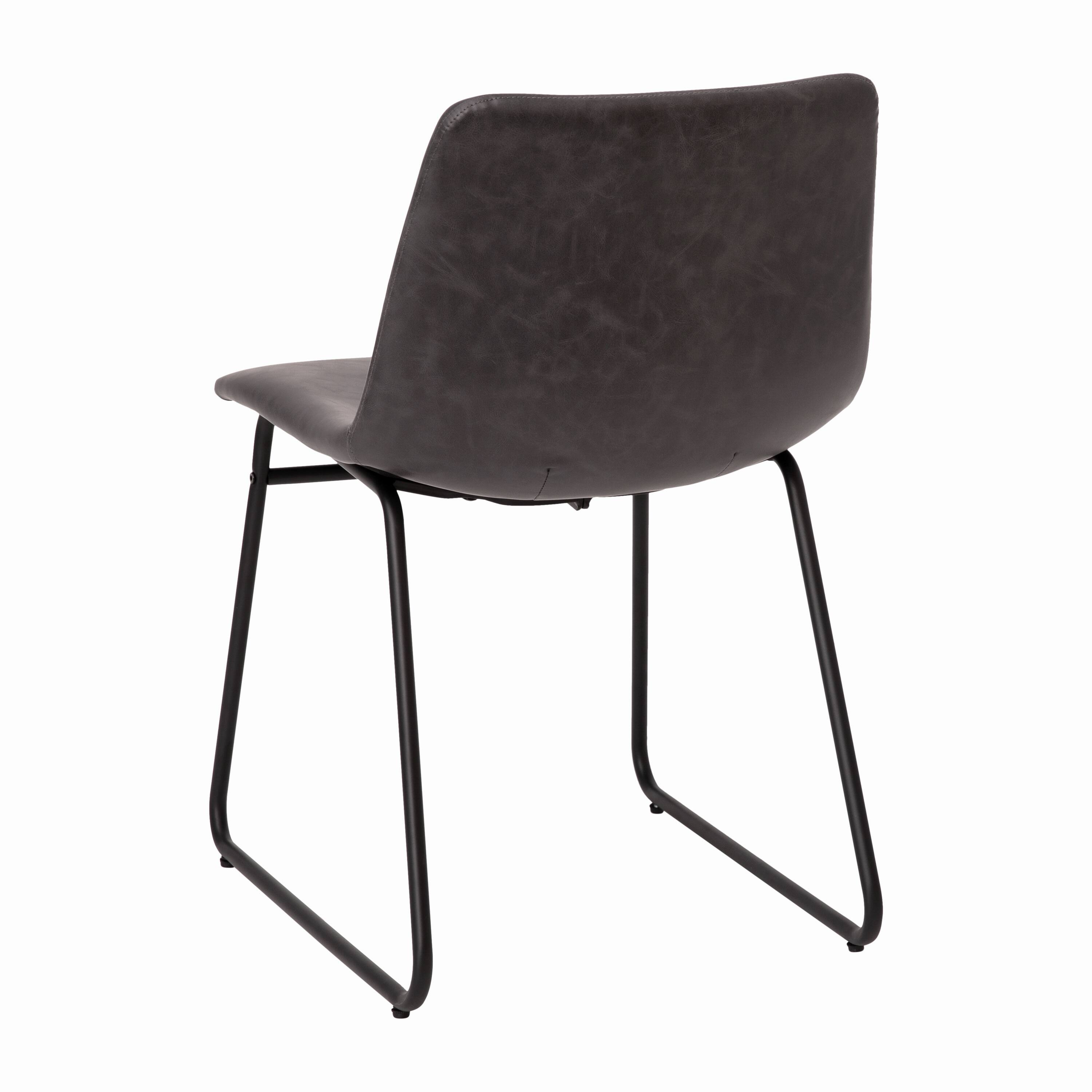 Alt View 17. Alamont Home - 18 Inch Commercial Grade Dining Table Height Chair, Mid-Back Sled Base Dining Chair in LeatherSoft Upholstery, Set of 2 - Gray LeatherSoft/Black Frame.