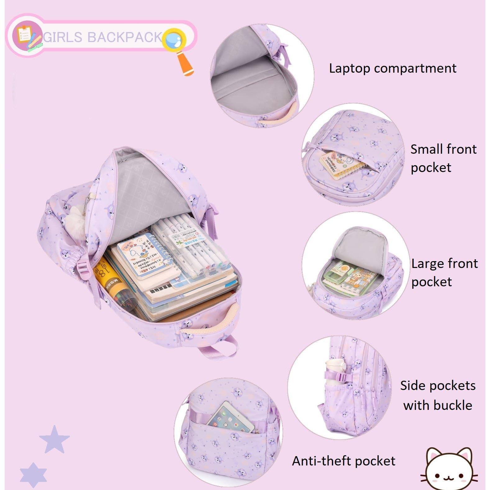 Pacoar Cade Black Cat Backpack Set For With Lunch Bag Bookbag ...
