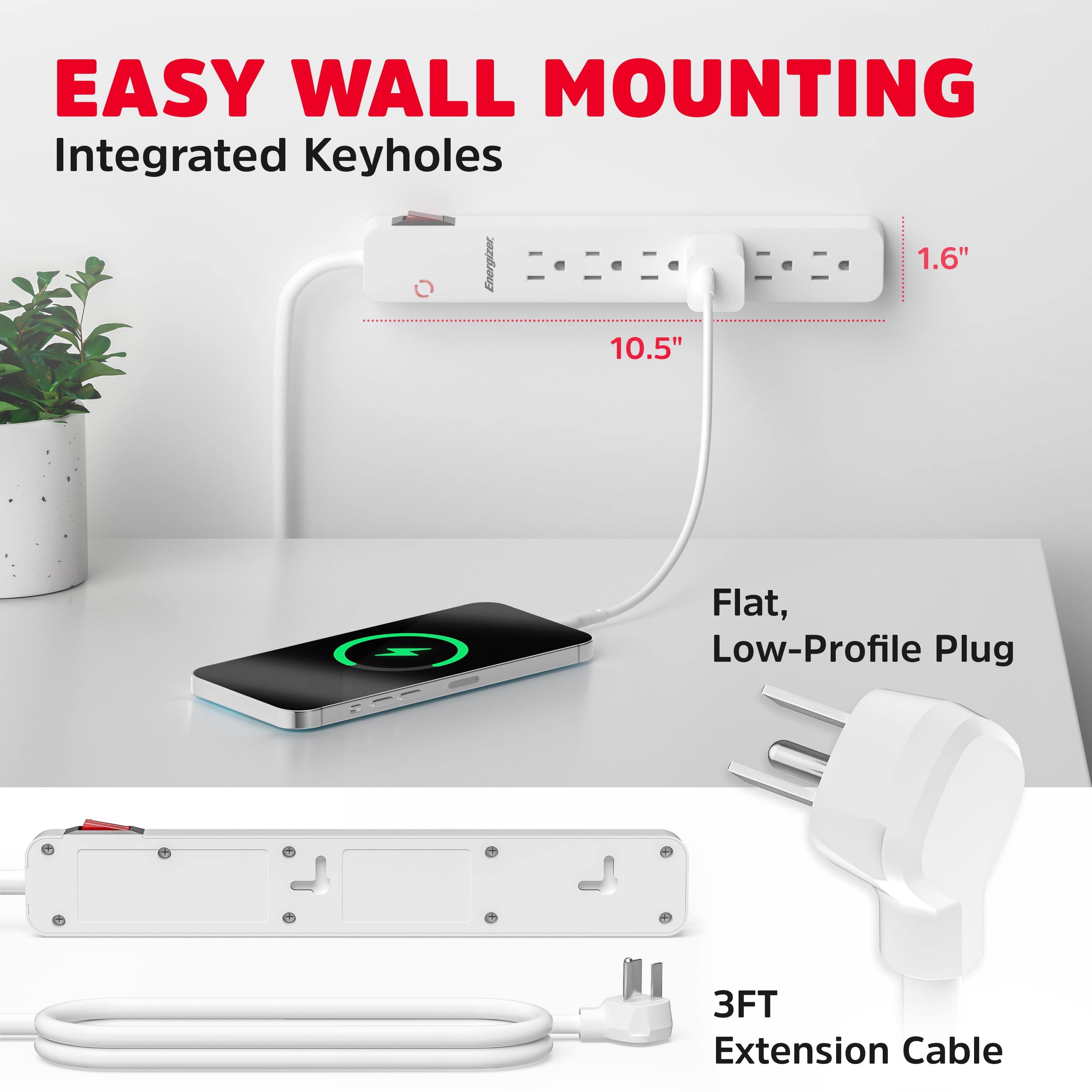EASY WALL MOUNTING  
Integrated Keyholes  
1.6" 10.5"  
Flat, Low-Profile Plug  
3FT Extension Cable