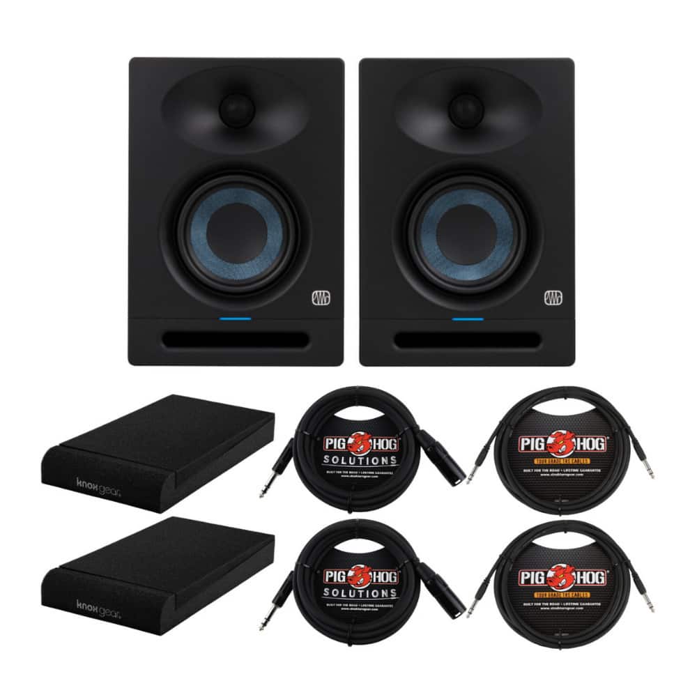 PreSonus - Eris Studio 4 4.5-Inch Studio Monitors with 1/4-Inch TRS Cables Bundle