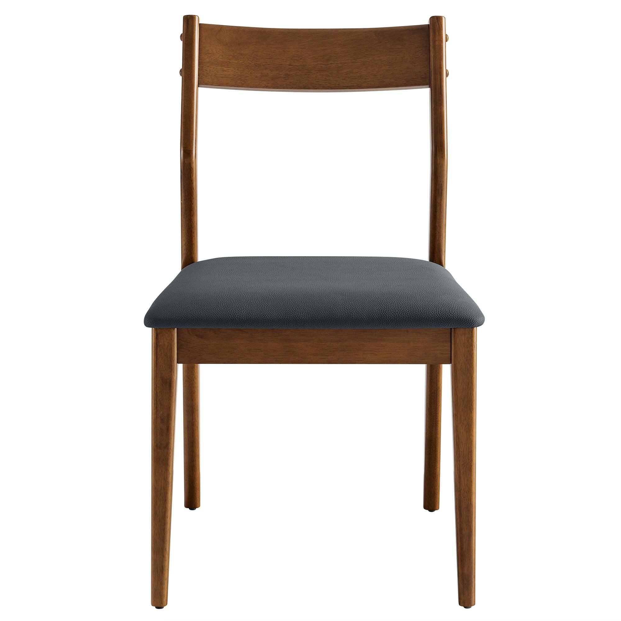Alt View 3. Modway - Solara Vegan Leather Wood Dining Side Chairs Set of 2 by Modway - Black.