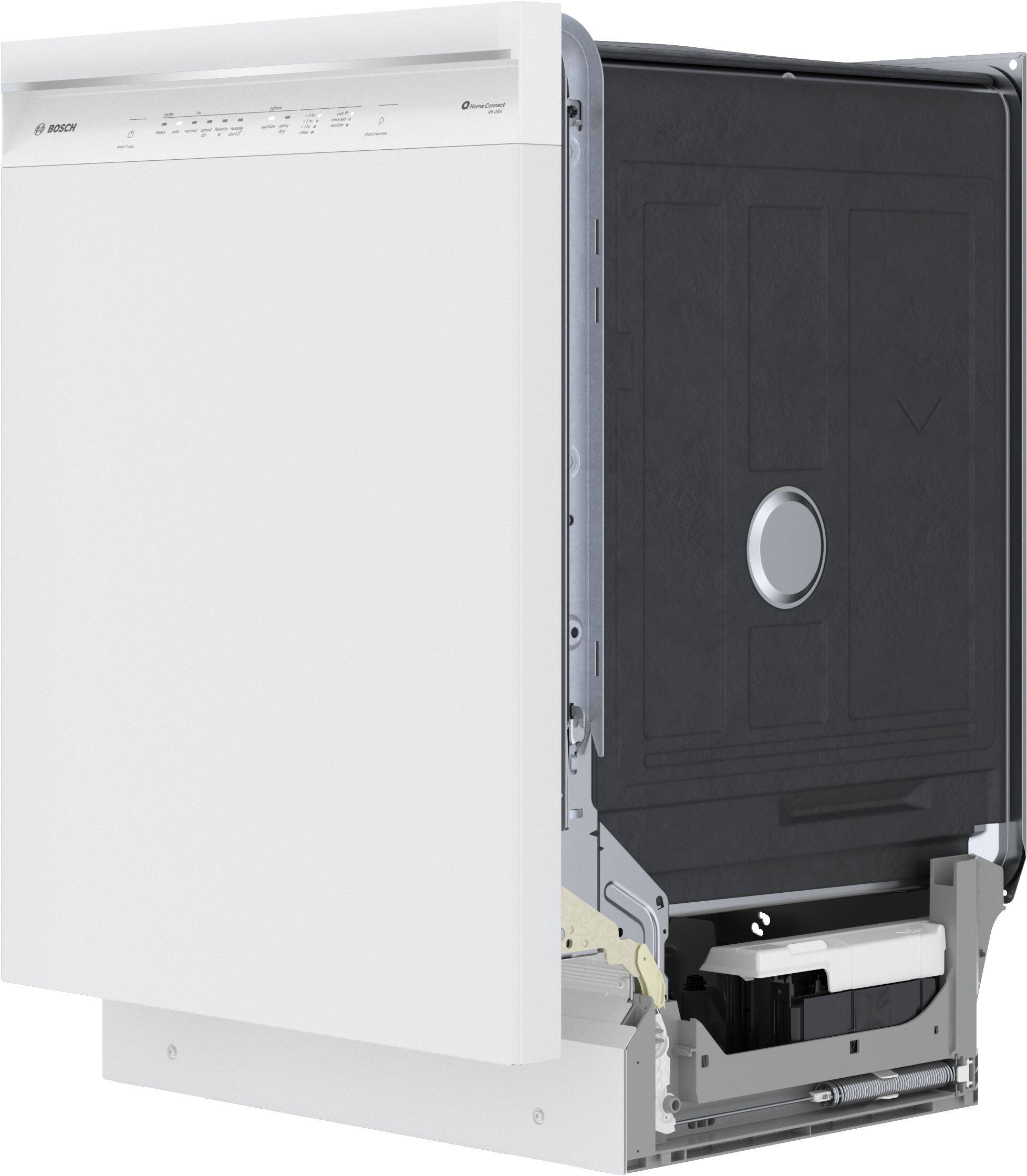 Angle. Bosch - 300 Series 24" Front Control Smart Built-In Stainless Steel Tub Dishwasher with 3rd Rack, 46 dBA - White.