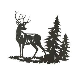 Mayrich Company - Rustic Laser Cut Metal Deer Wall Hanging 28 Inches Long Buck Stag - Brown